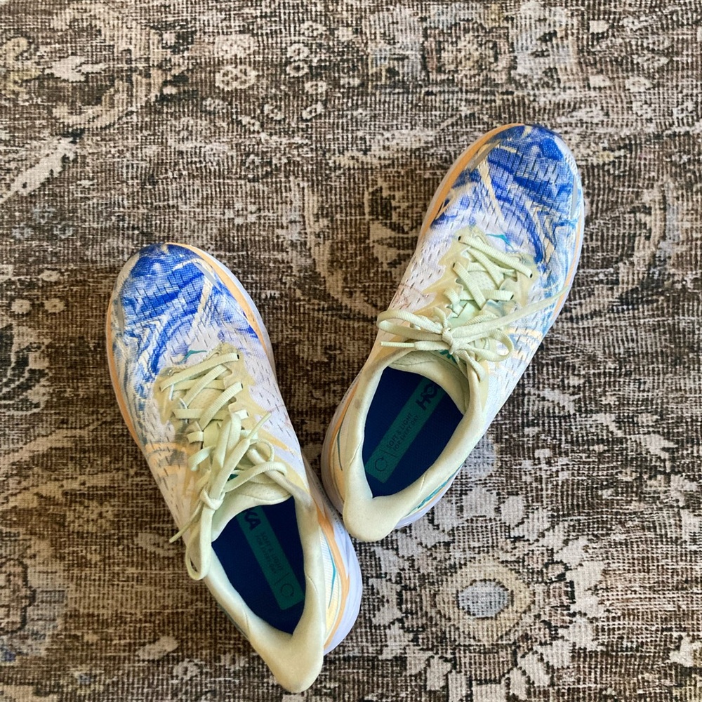 Hoka Men's Athletic Shoes in Blue, Light Yellow, White